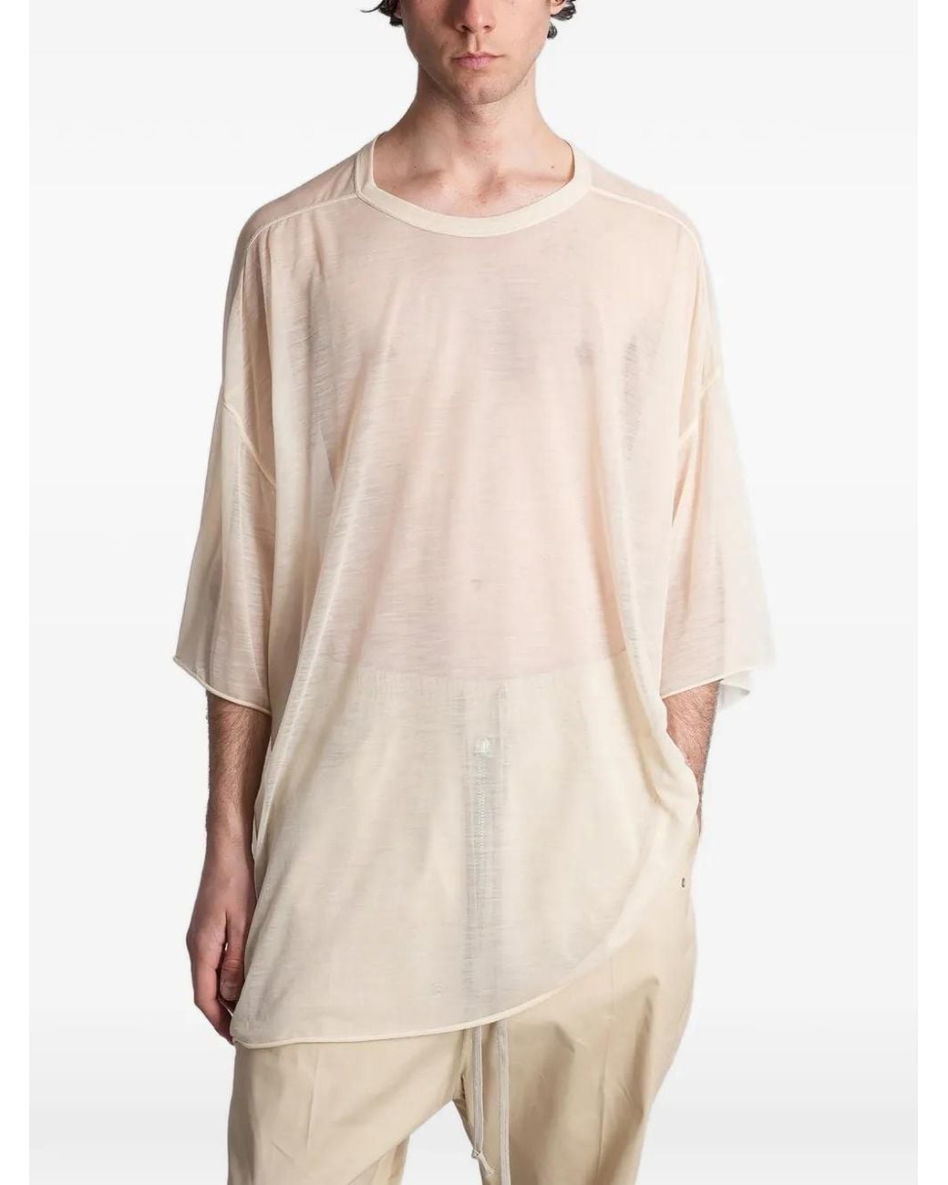 Rick Owens Natural Tommy Sheer Oversized T-Shirt for men