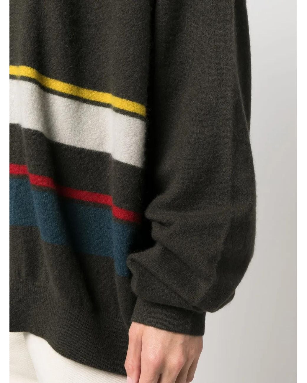 Frenckenberger Black Stripe-Pattern Cashmere Cardigan