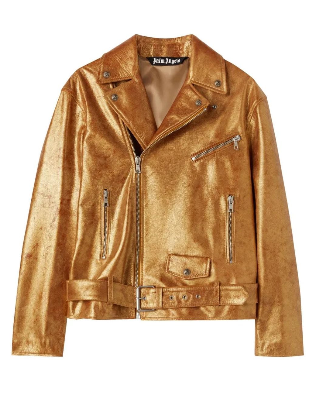 Palm Angels Brown Pa City Laminated Biker for men