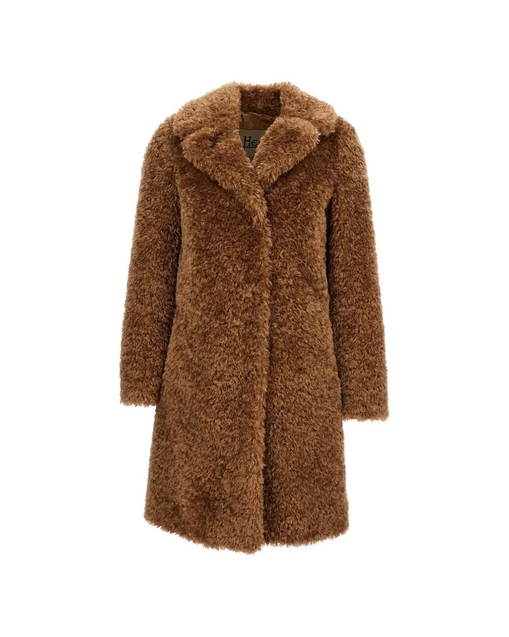 Herno Brown Faux-Fur Lapel-Collar Coat