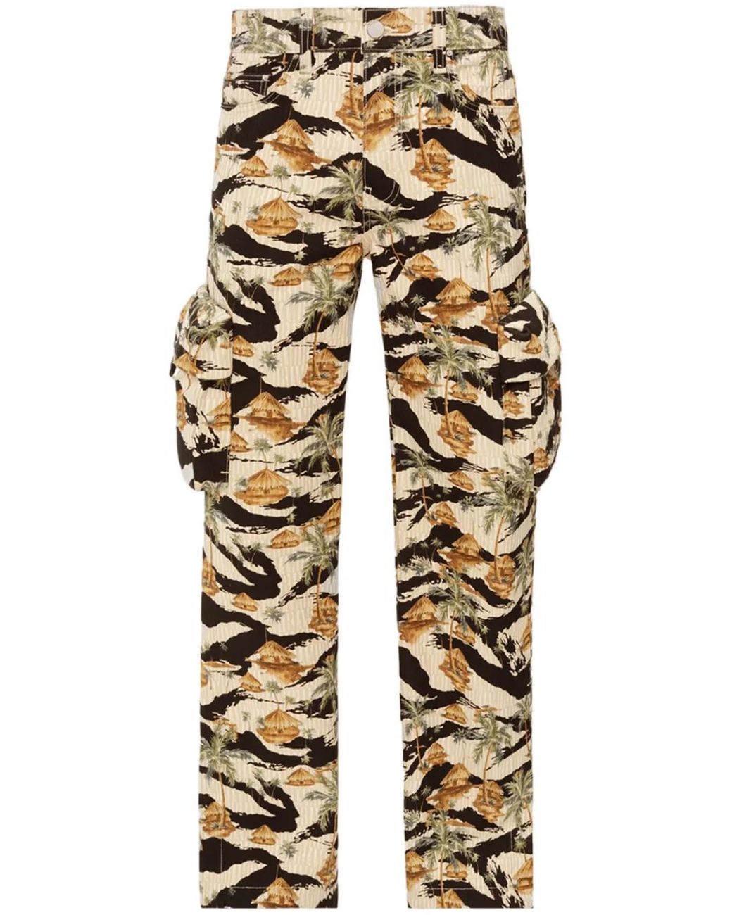 Amiri White M65 Repeat Palm Baggy Cargo Pants for men