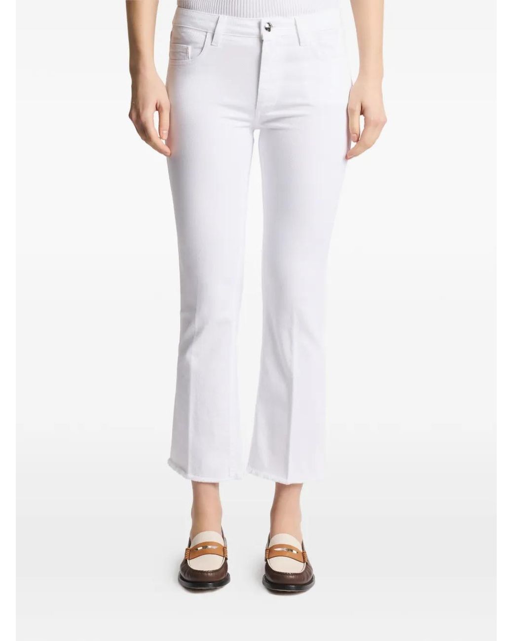 Fay White Flared Cotton Jeans
