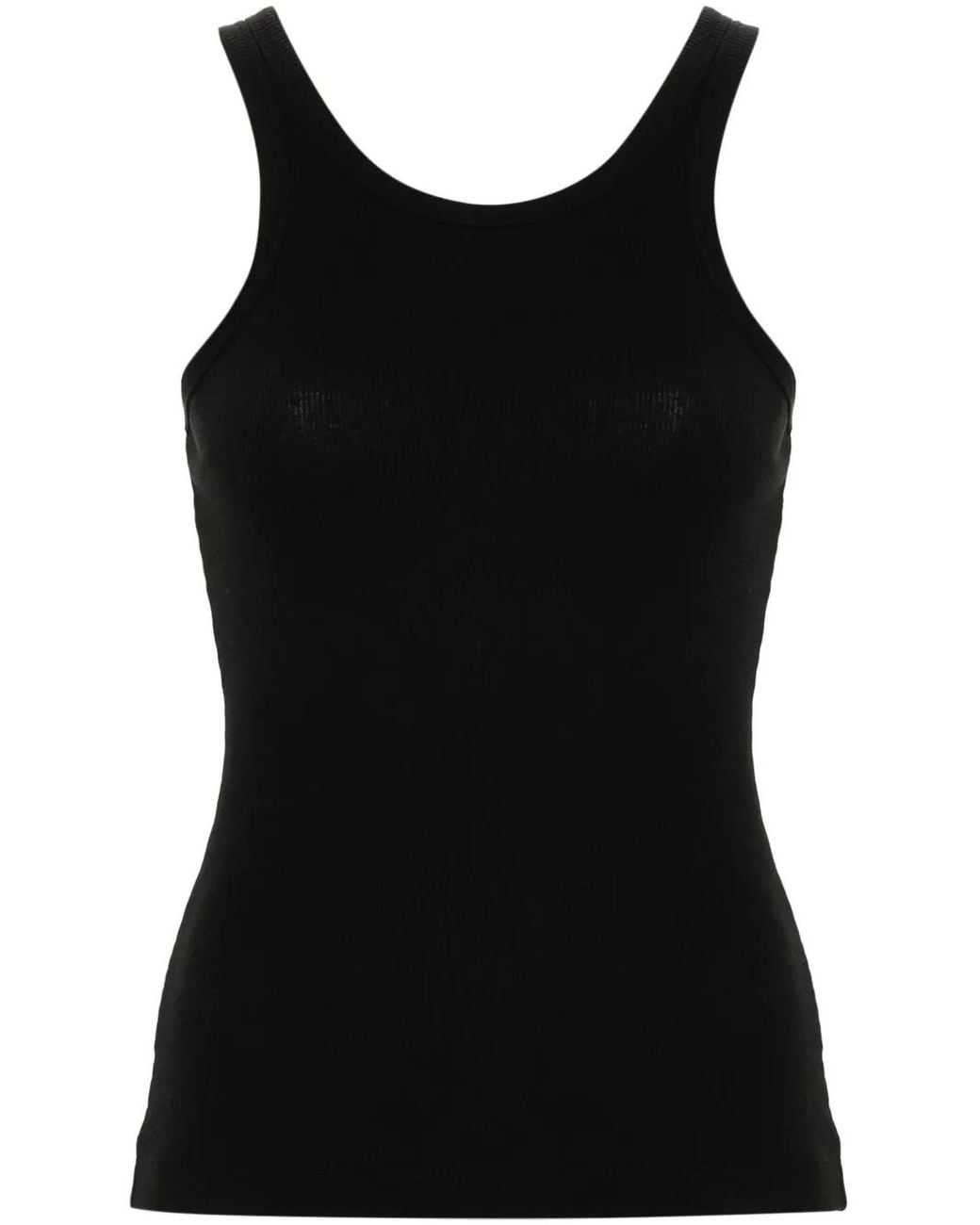 Nanushka Black Ribbed Cotton-Blend Tank Top
