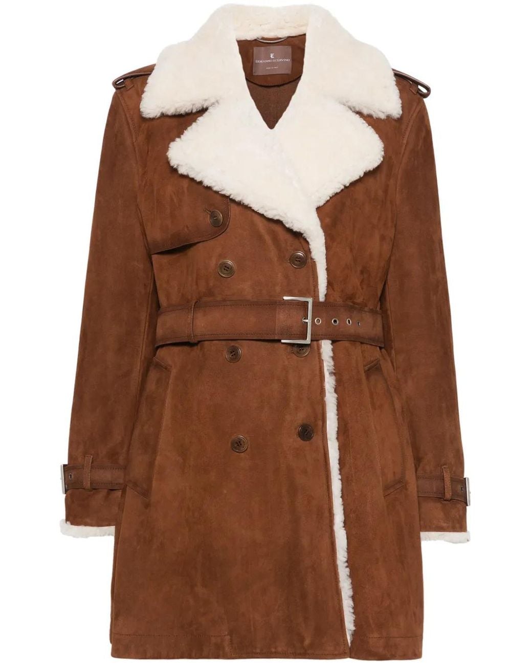Ermanno Scervino Brown Suede Coat