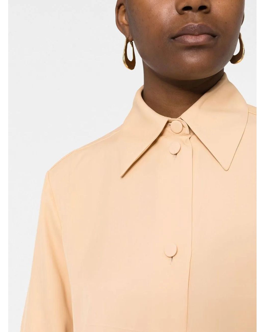 Jil Sander Natural Classic Collar Buttoned Blouse