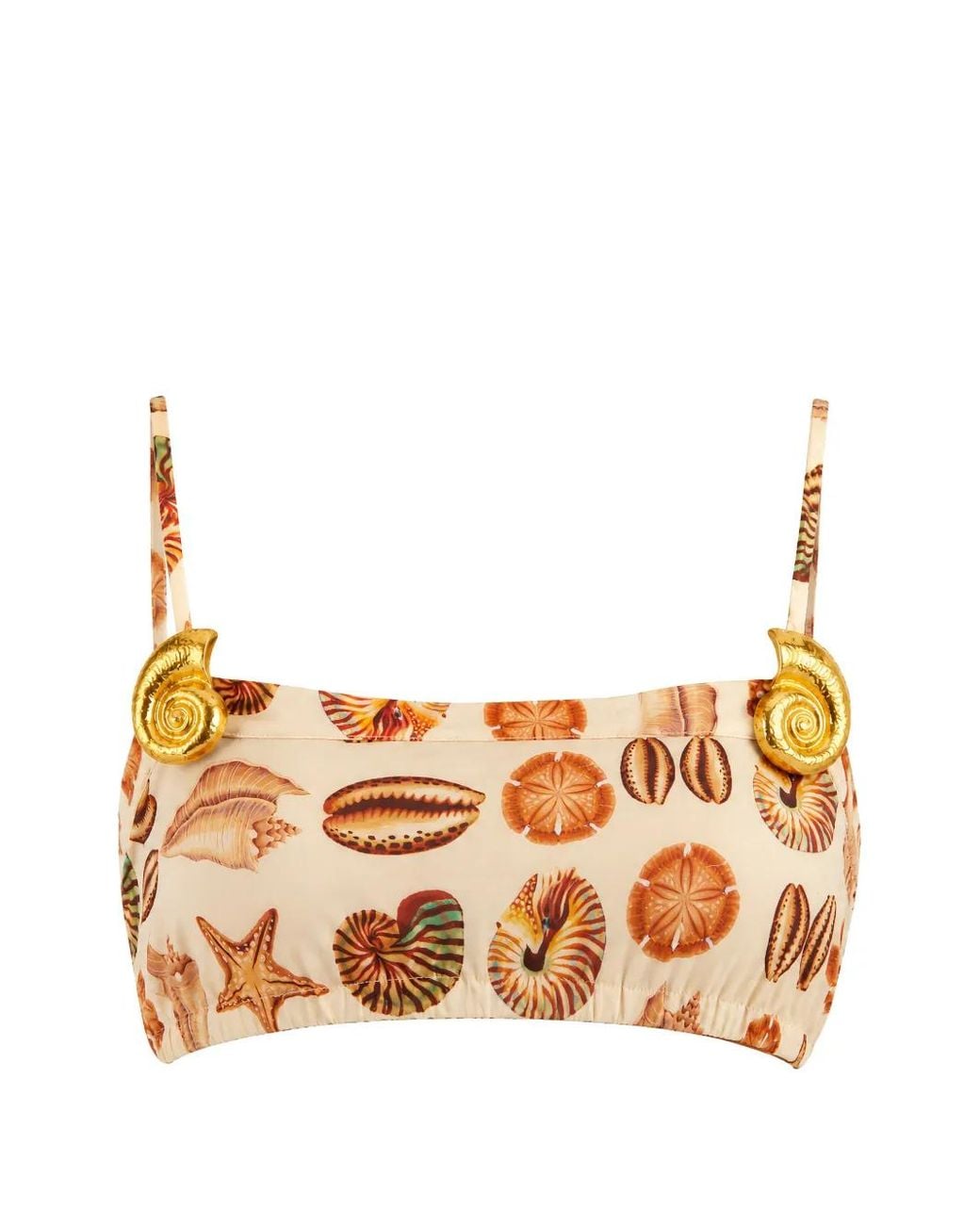 Farm Rio Orange Marine Shells-Print Balloon Top