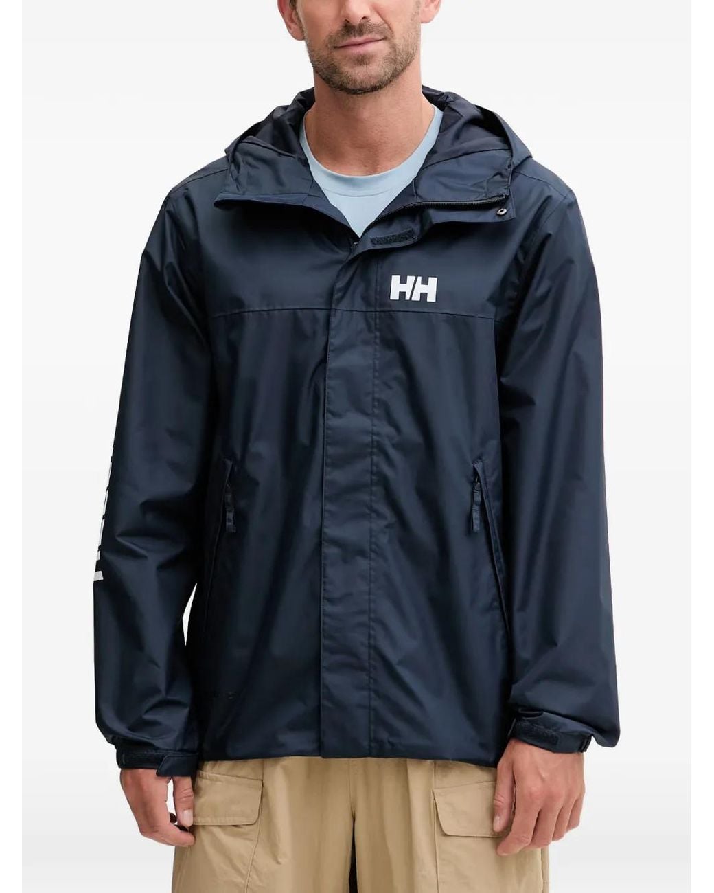 Helly Hansen Blue Logo-Print Hooded Jacket for men