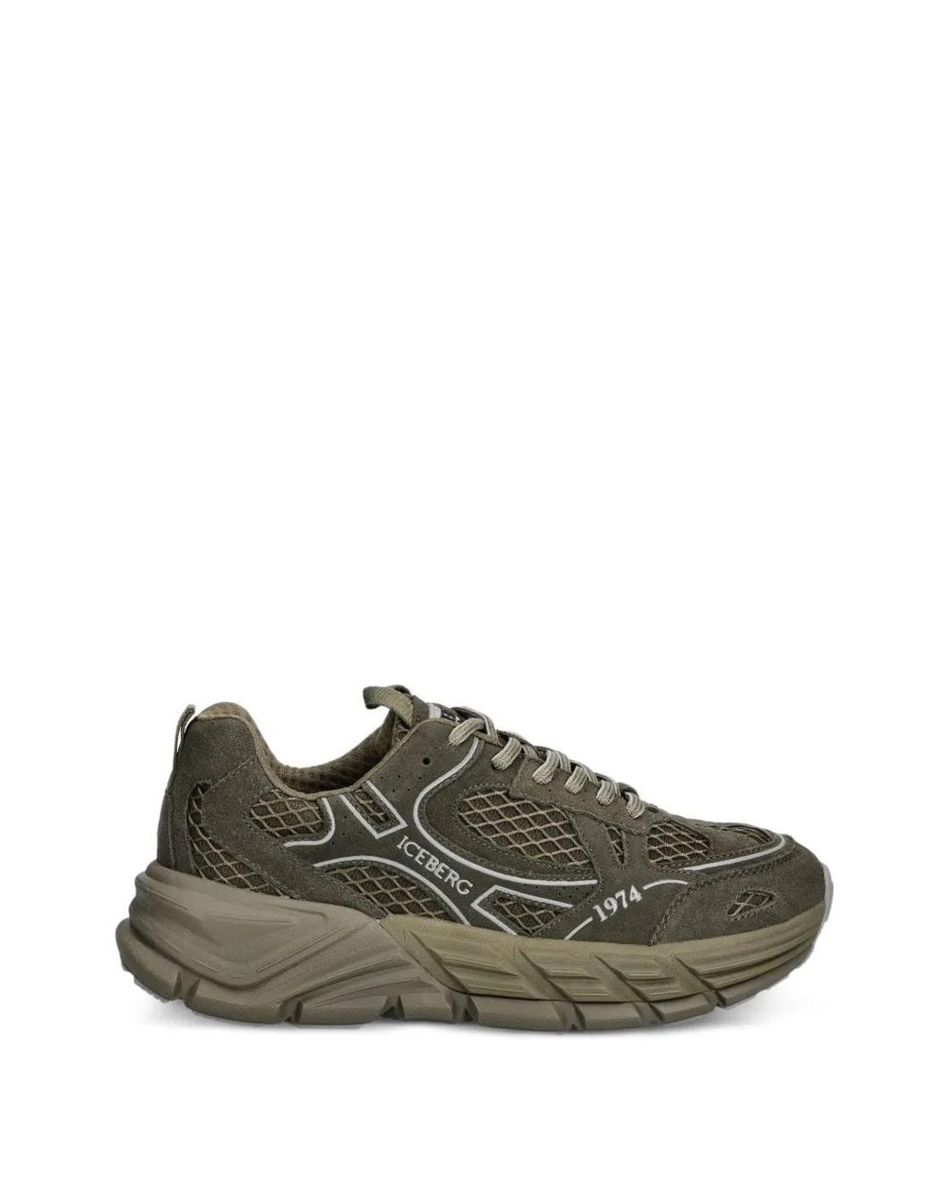 Iceberg Green Icb-One Mesh-Panelled Logo-Print Sneakers for men