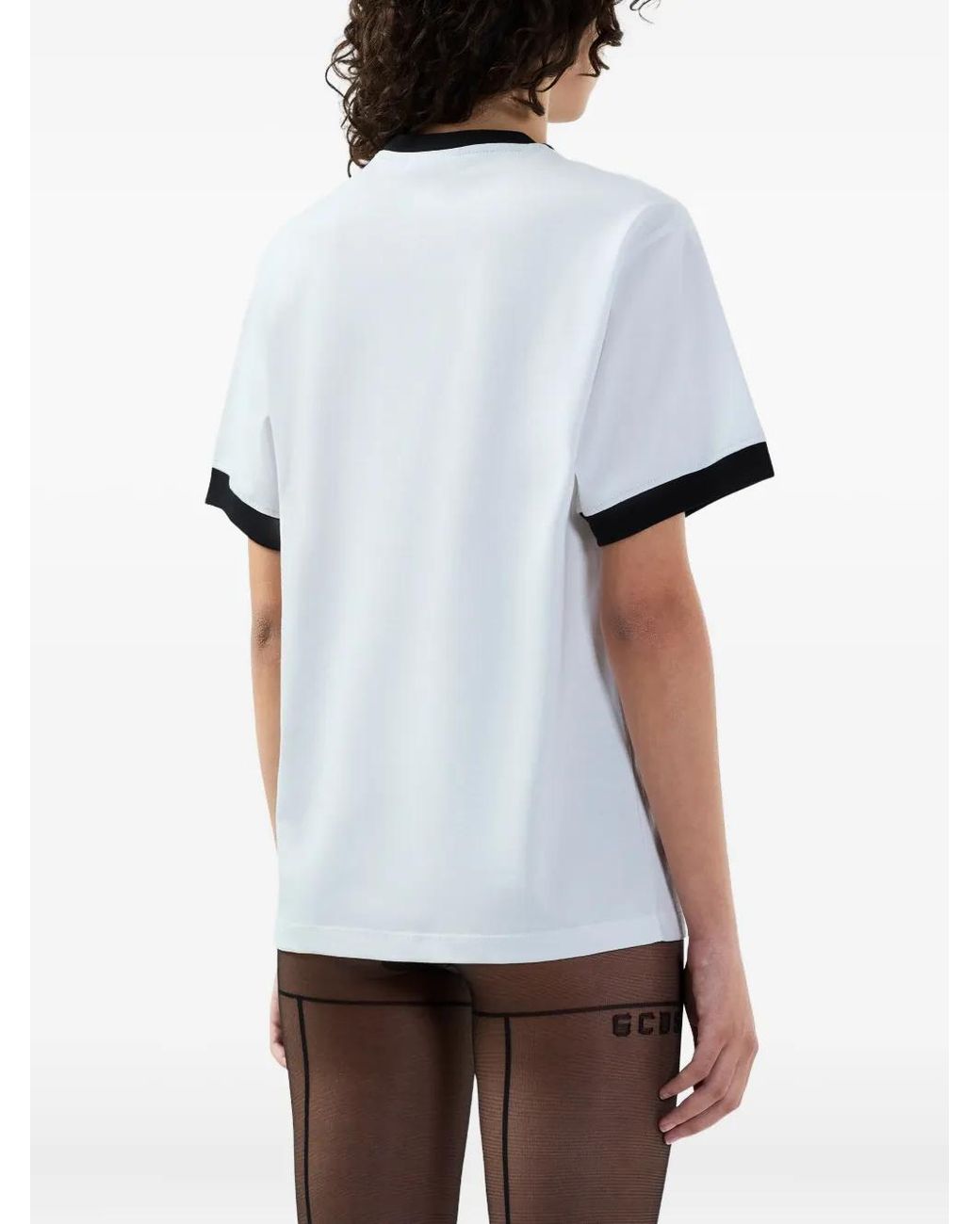 Gcds White Graphic-Print Ringer T-Shirt