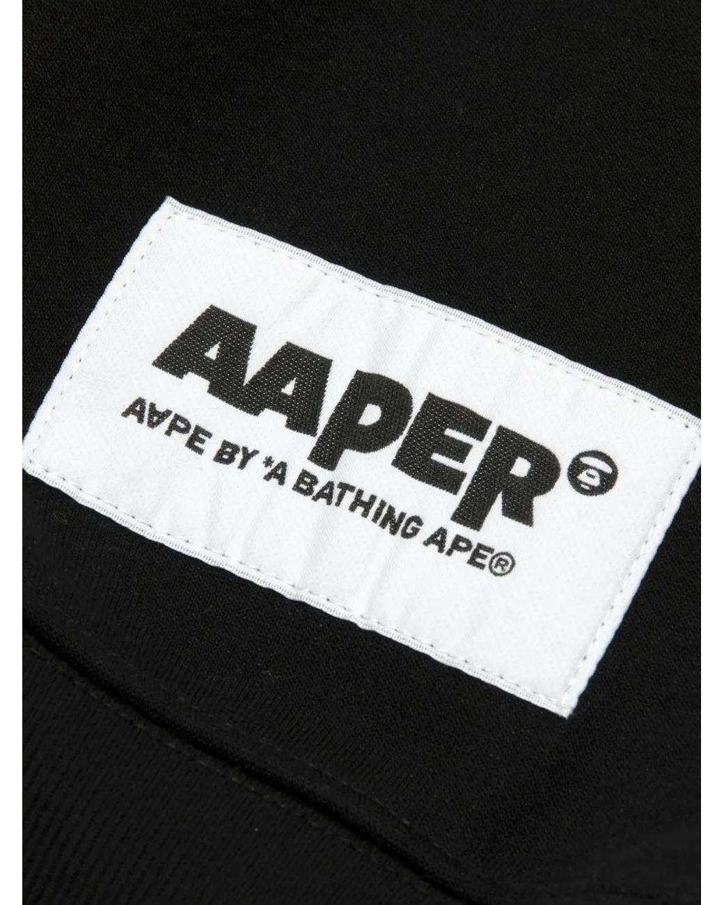 Aape By A Bathing Ape Black Basic Aaper Logo-Embroidered Drawstring Hoodie for men