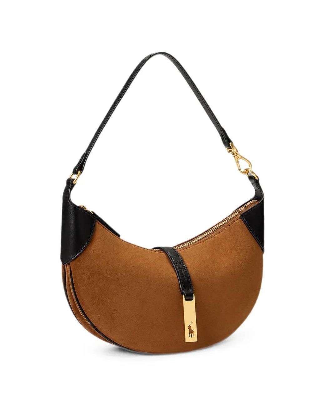 Polo Ralph Lauren Brown Mini Polo Id Suede Shoulder Bag