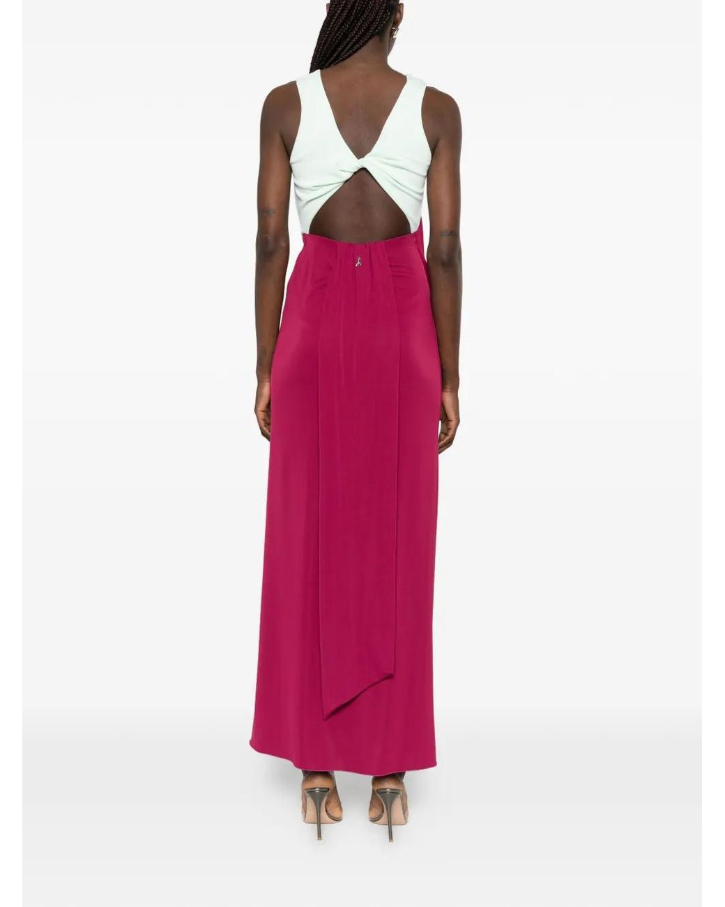 Patrizia Pepe Pink Robe Longue À Design Colour Block