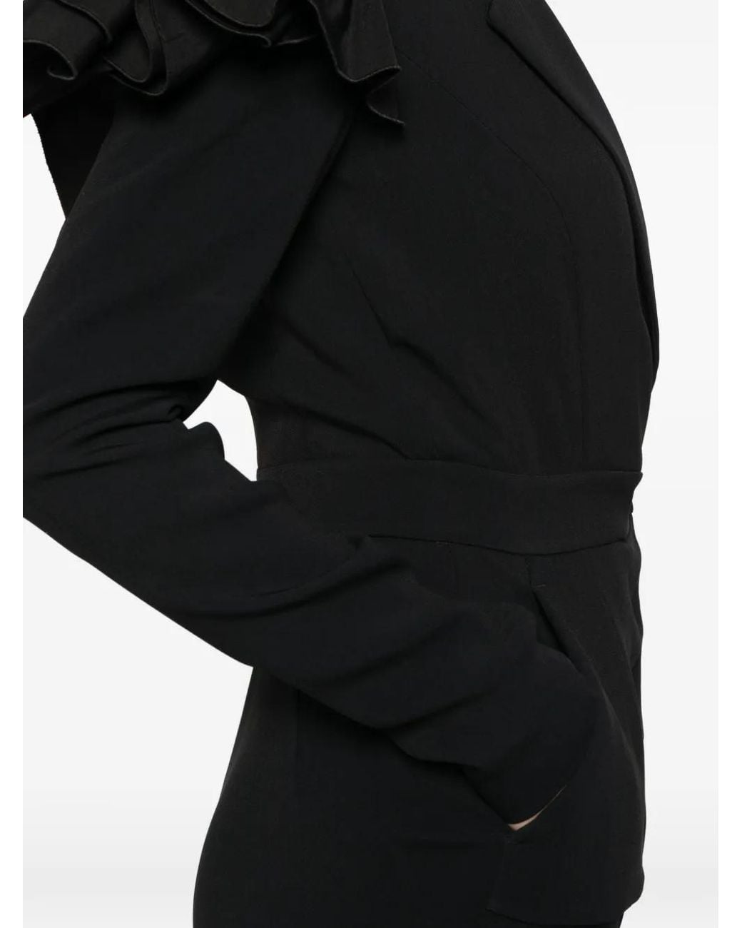Saiid Kobeisy Black Ruffled Wrap Jumpsuit