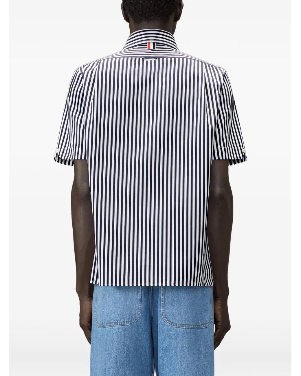 Thom Browne Blue Chemise Rayée À Broderies for men
