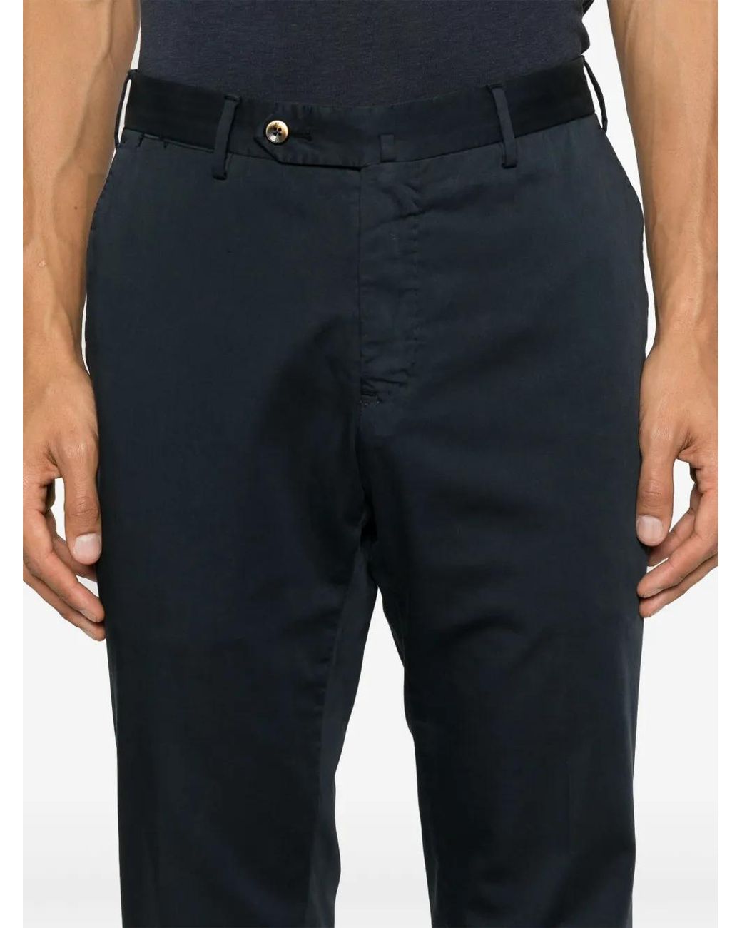 PT Torino Blue Tapered Chino Trousers for men
