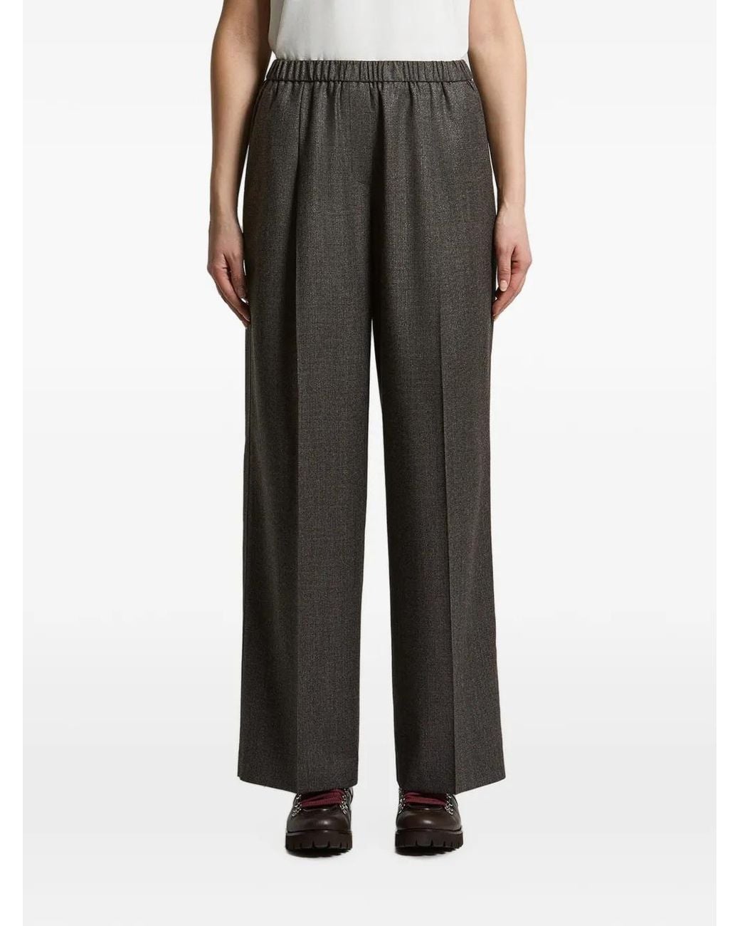 Peserico Black Elasticated-Waistband Pleated Trousers