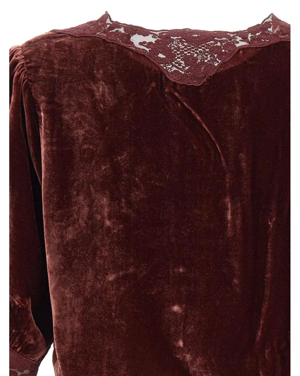Rixo Purple Ursula Lace-Trim Velvet Top