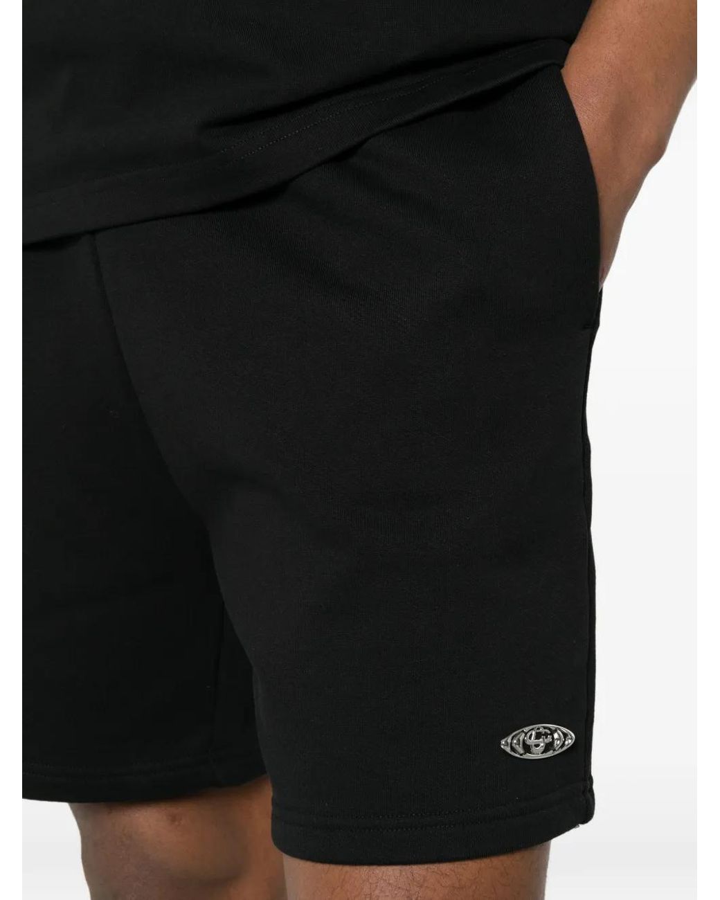 Casablanca Black Crystal Monogram Shorts for men