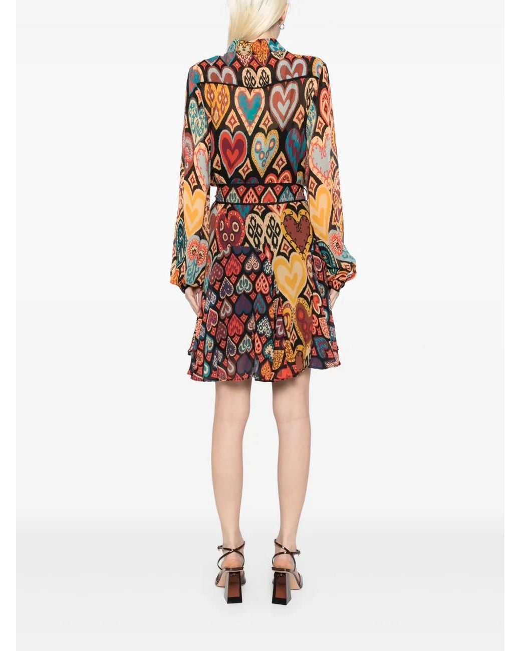 Farm Rio White Belted Mini Shirt Dress, Hearts Ikat
