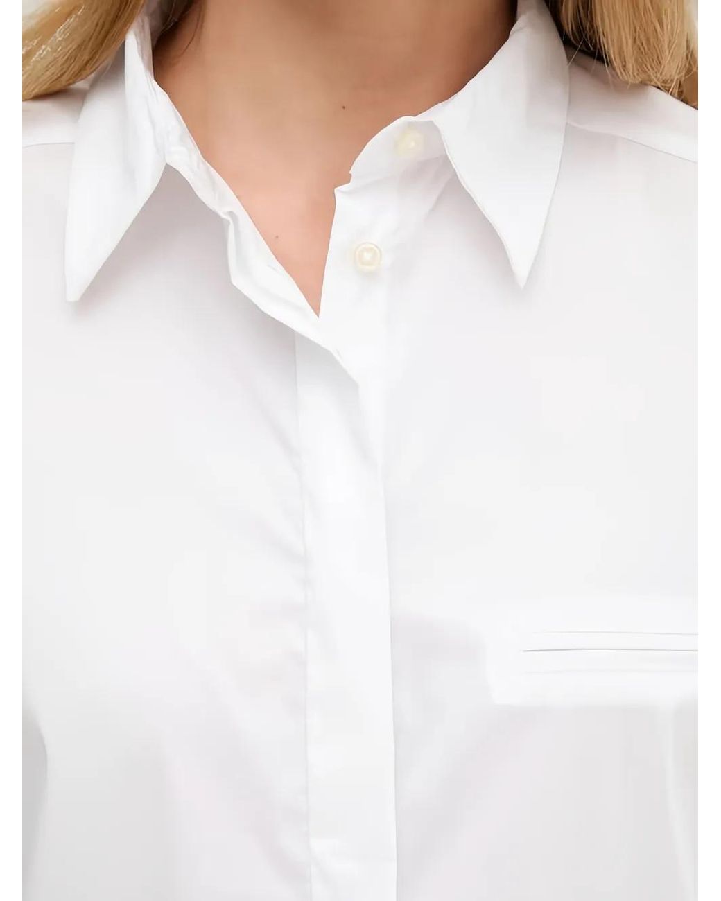 Benetton White Chest-Pocket Shirt