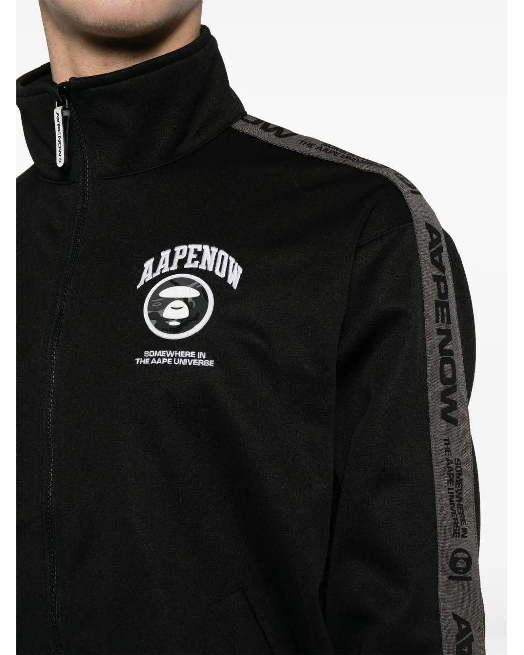 Aape By A Bathing Ape Black Logo-Embroidered Zip-Up Jacket for men