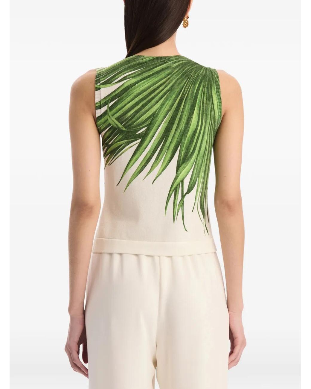 Oscar de la Renta Green Palm Leaves Tank