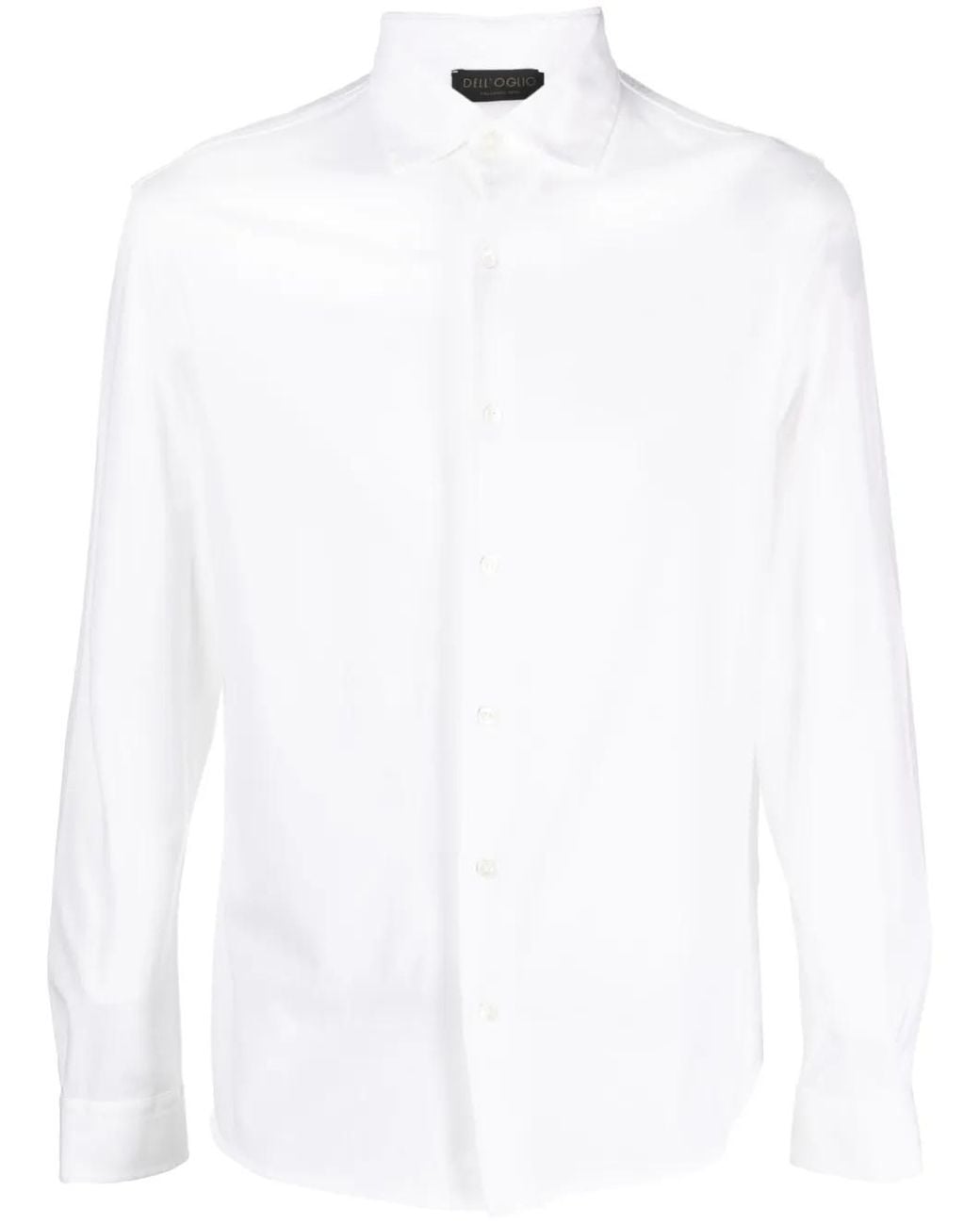 Dell'Oglio White Long-Sleeve Cotton Shirt for men