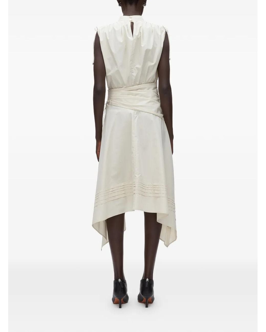 3.1 Phillip Lim White Robe Mi-Longue À Ourlet Asymétrique