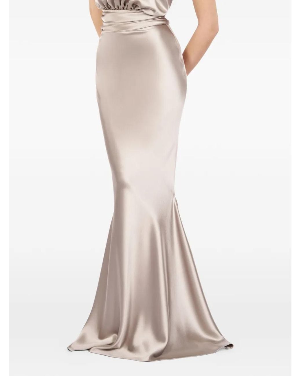 ALEXIA & ANTONIA White Bias-Cut Maxi Skirt