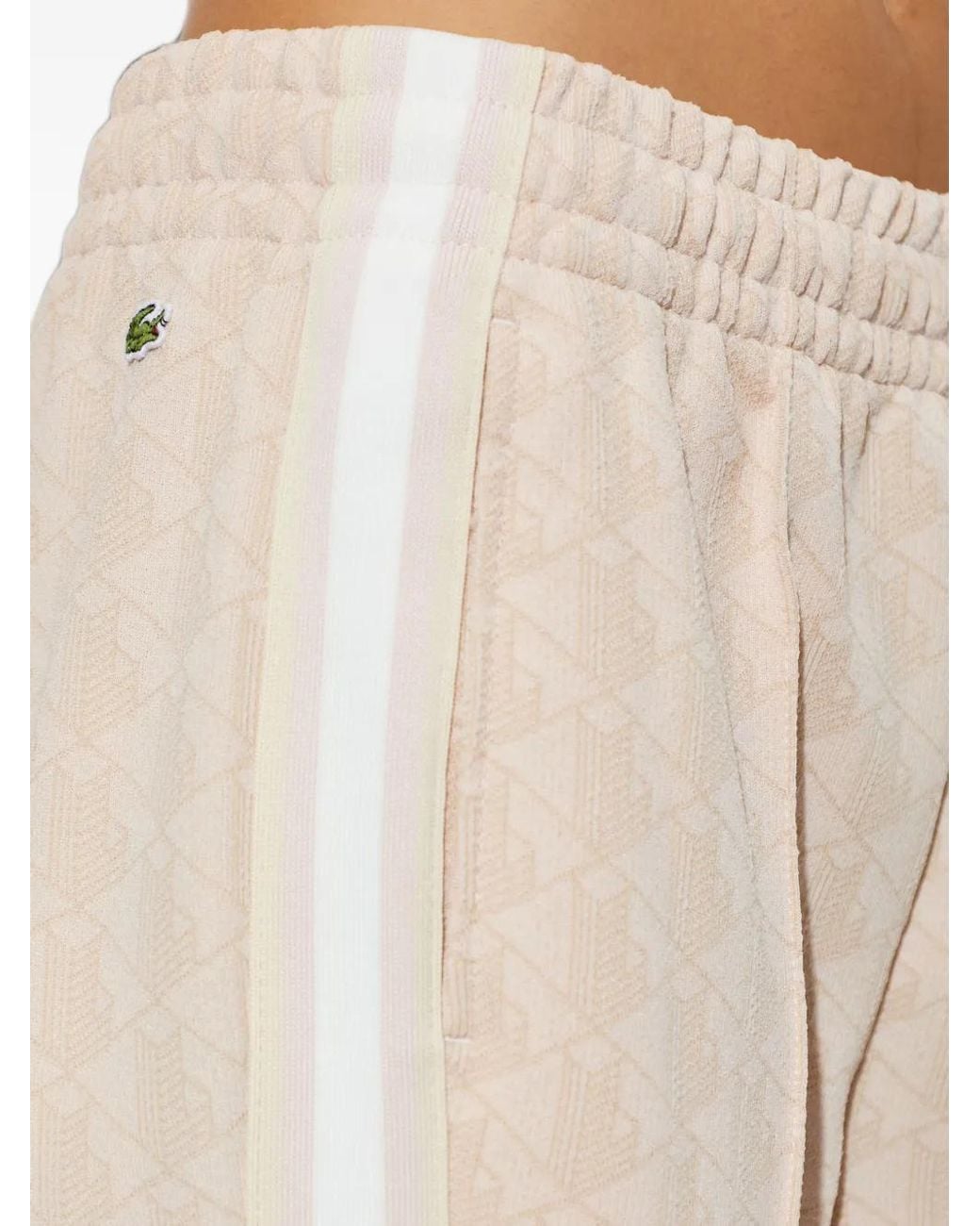 Lacoste White Monogram-Pattern Flared Track Pants