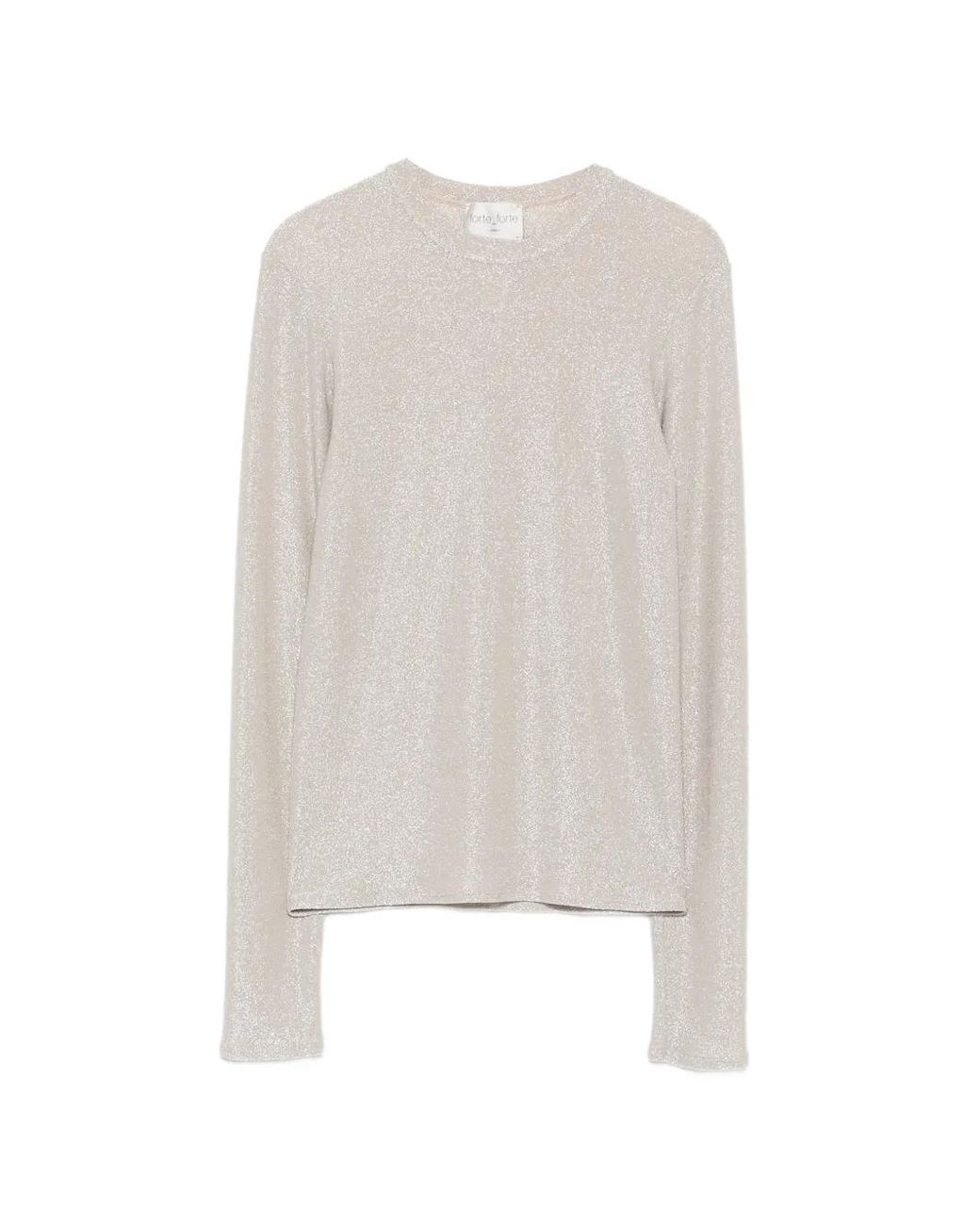 Forte_forte White Glitter-Effect Long-Sleeve Top