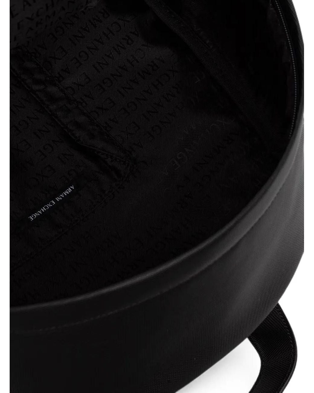 ARMANI EXCHANGE Black Logo-Embossed Backpack for men