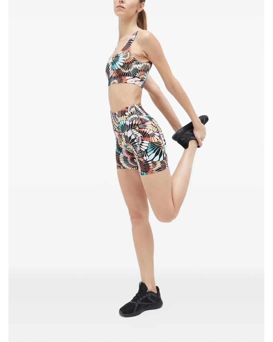 Billabong Black Summit Abstract-Print Scoop-Neck Sports Bra