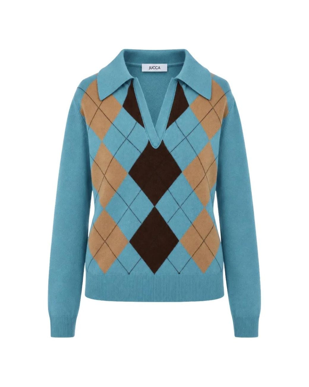 Jucca Blue Argyle-Knit Sweater