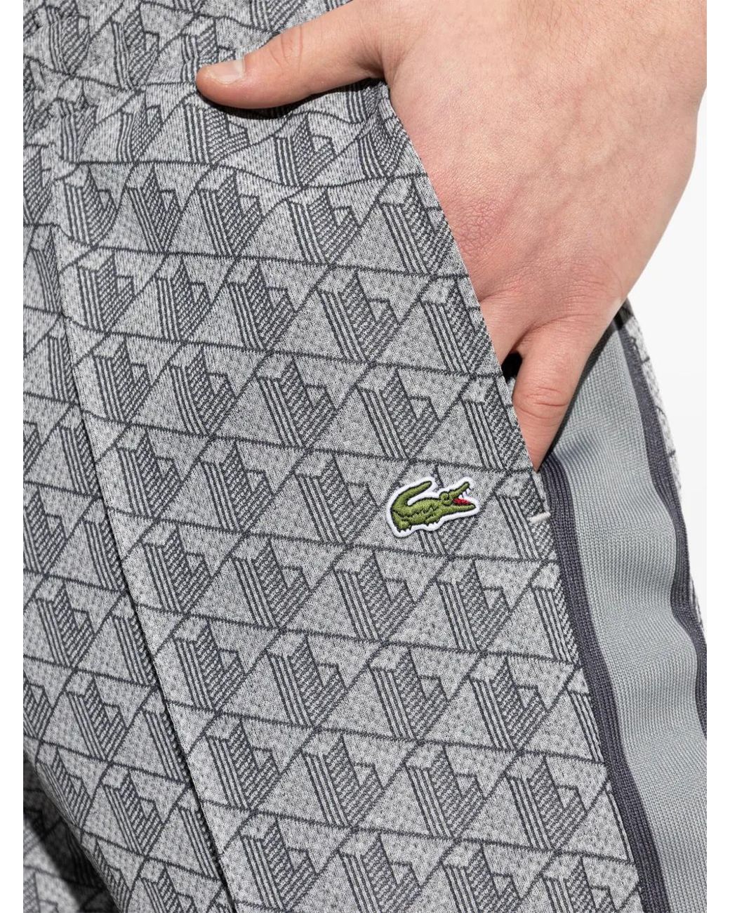 Lacoste Gray Sweatpants With Stitching On The Legs for men