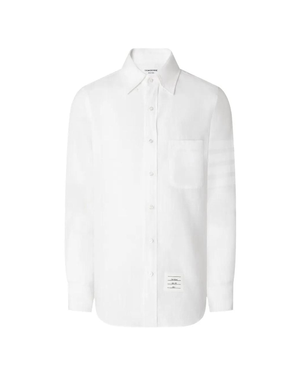 Thom Browne White Linen 4-Bar Shirt for men
