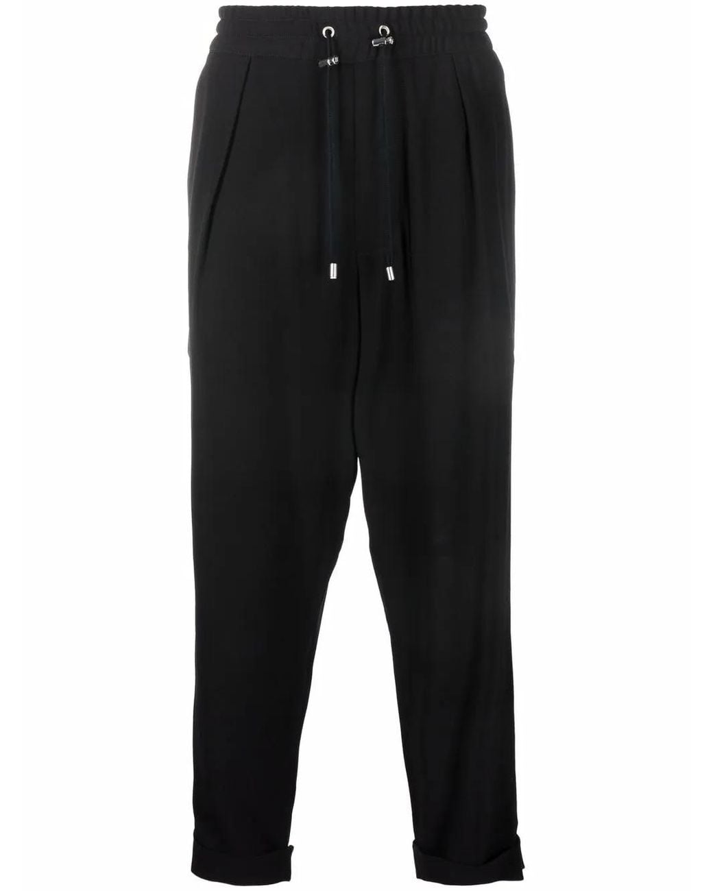 Balmain Black Slouchy Crepe Tapered-Leg Track Pants for men