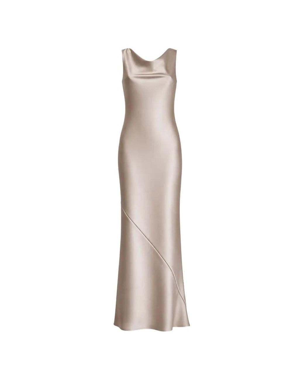 Blanca Vita Natural Draped Round-Neck Maxi Dress