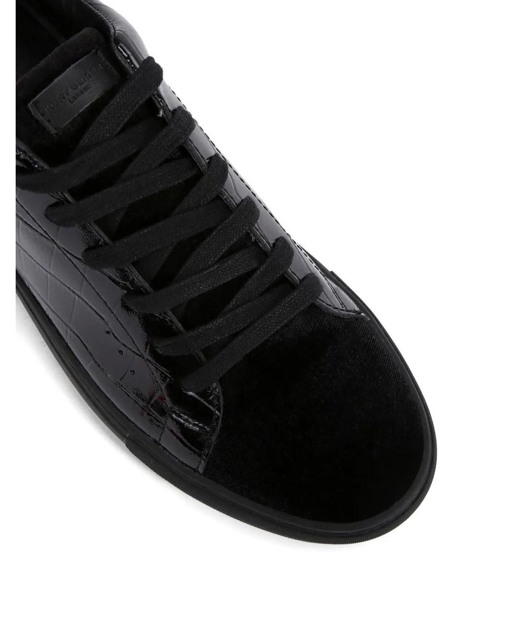 Kurt Geiger Black Croc Head Lace-Up Sneakers for men