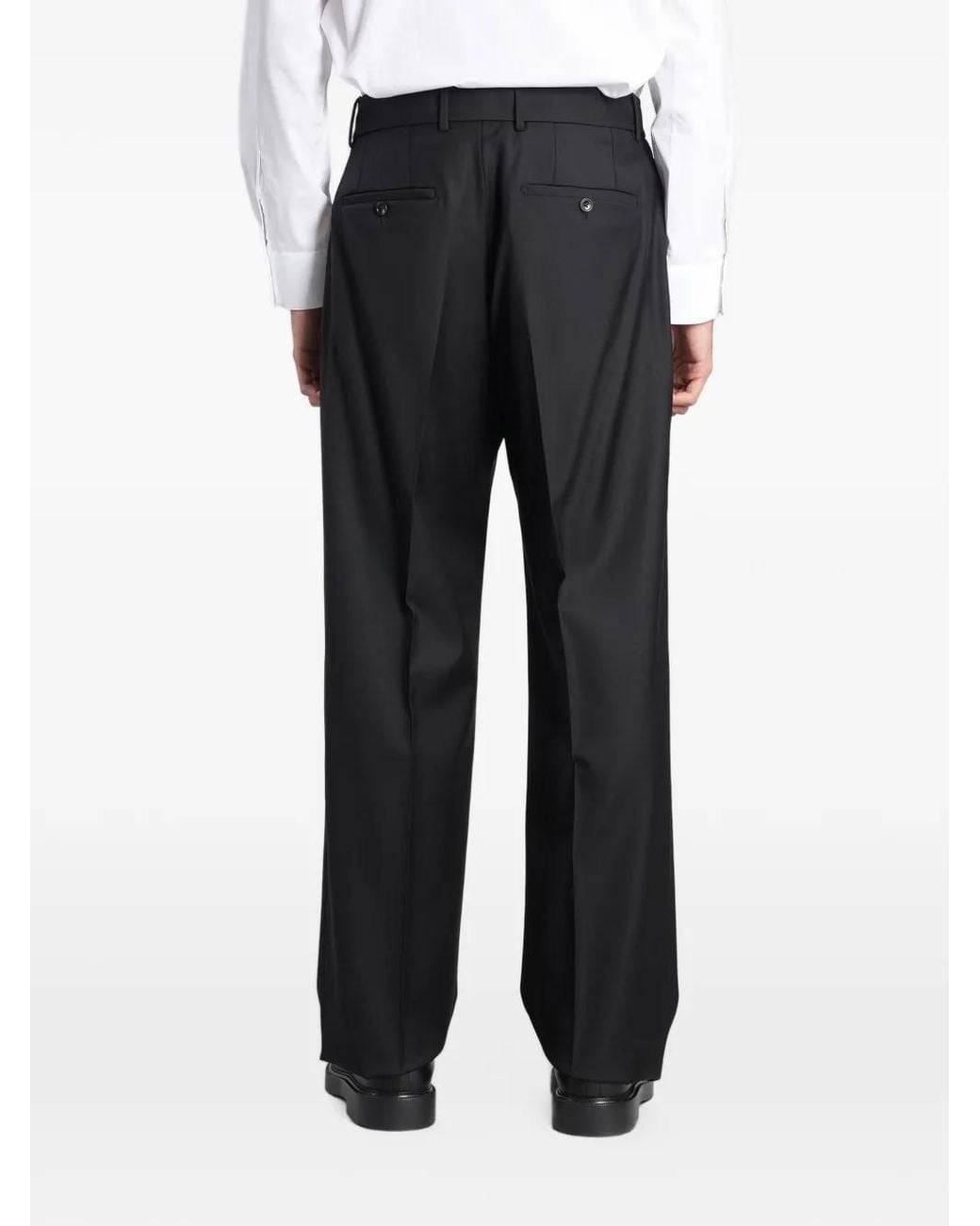 Tagliatore Black Belted Pleated Trousers for men