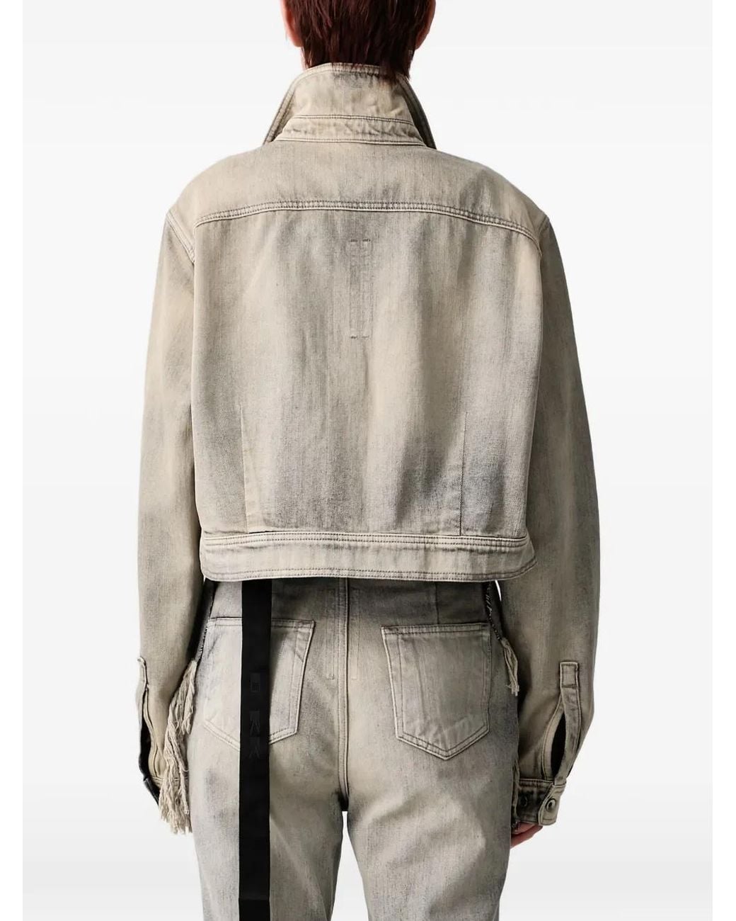Rick Owens Gray Long-Sleeve Cropped Denim Jacket
