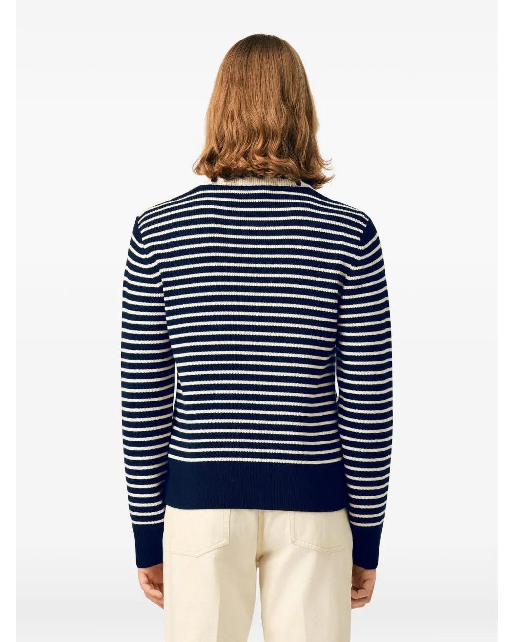 AMI Blue Sailor Striped Wool Crewneck Sweater