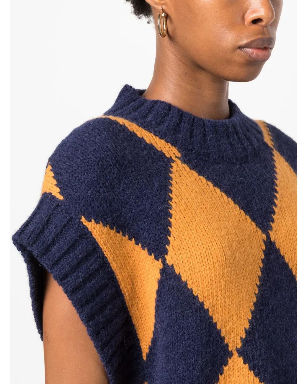 LaDoubleJ Blue Argyle Intarsia-Knit Vest