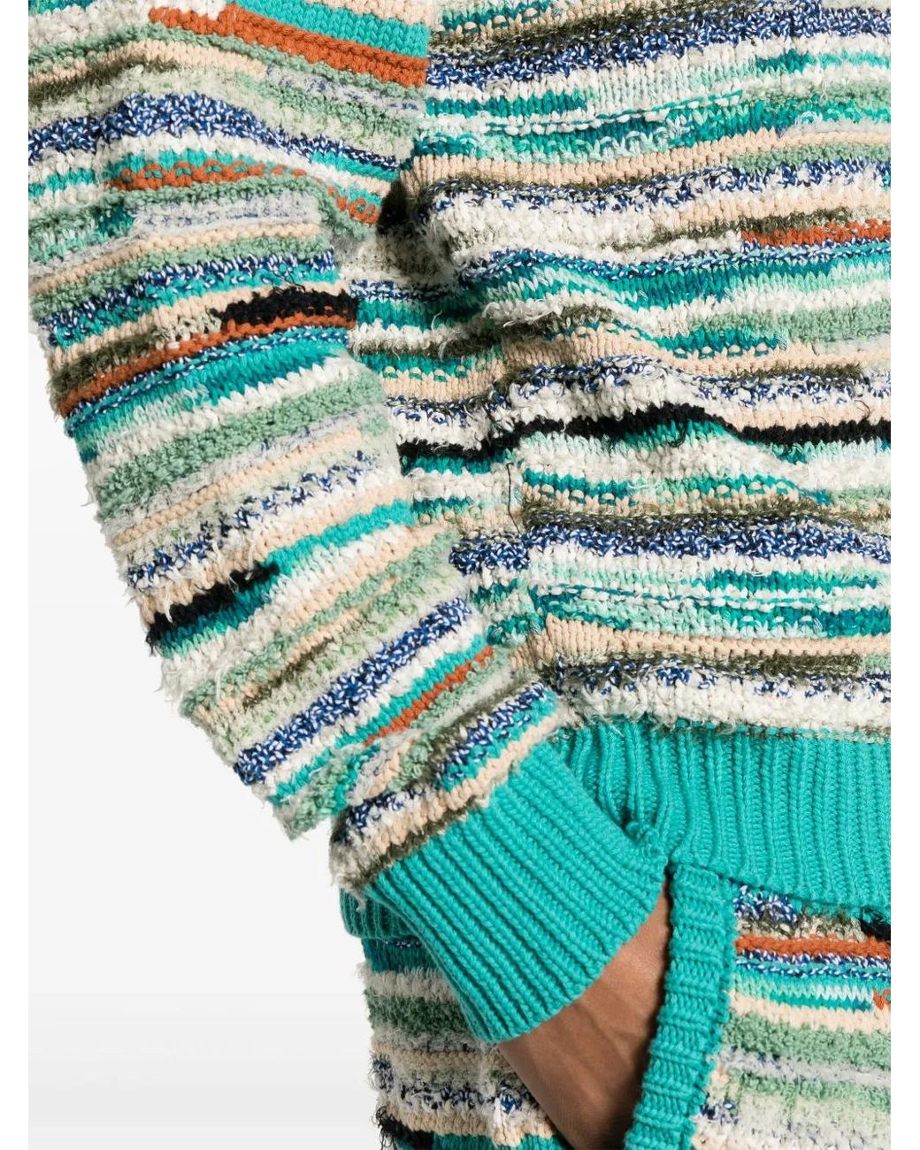 Alanui Blue Madurai Striped Cotton-Blend Sweater for men