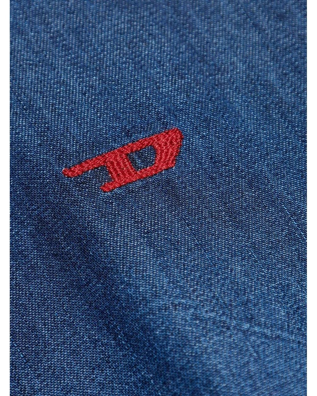 DIESEL Blue Denim Shirt With Embroidered Logo for men