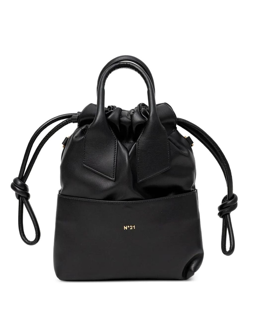 N°21 Black Eva Drawstring Top-Handle Tote Bag