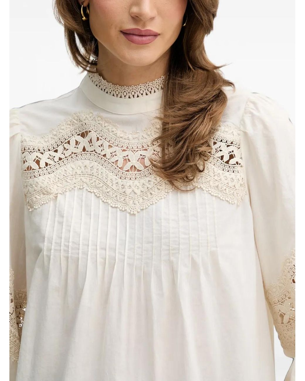Ouí White Lace-Detail Blouse