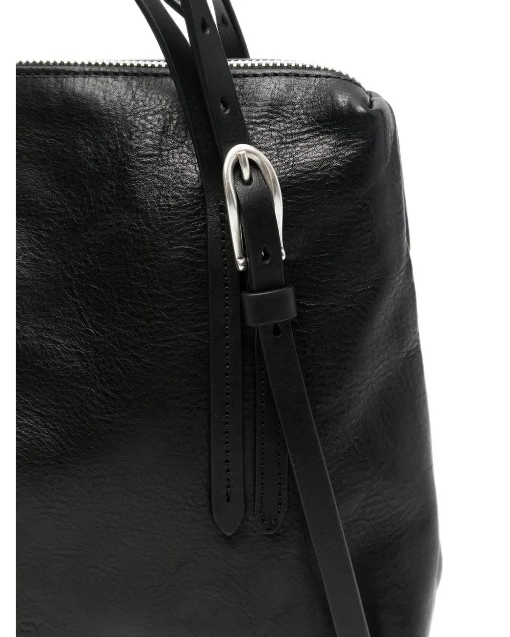 Our Legacy Black Buckle-Detail Leather Tote Bag for men