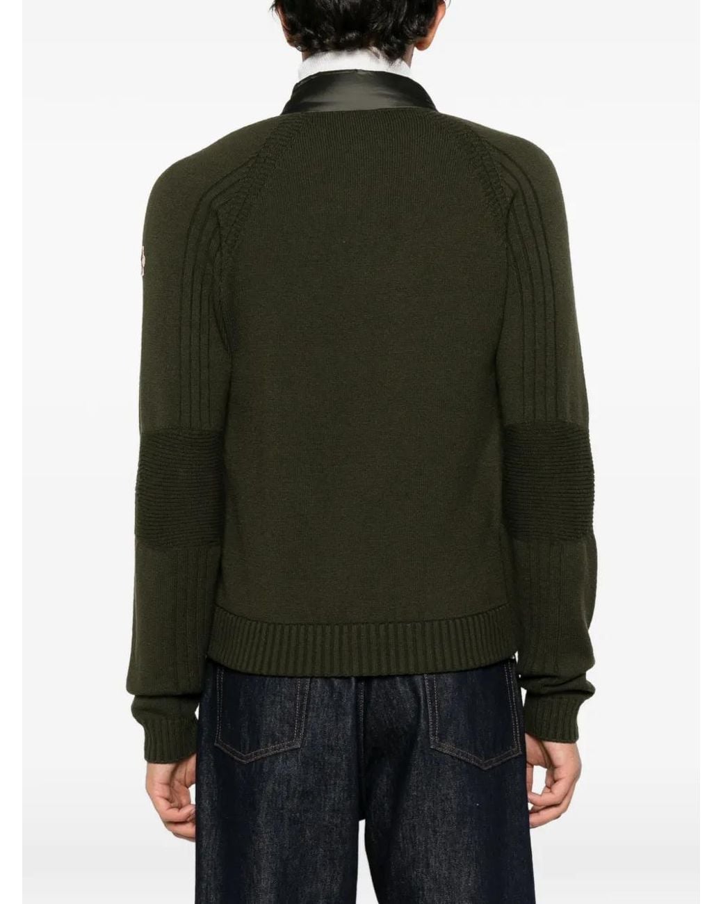 Moncler Green Quilted-Panel Padded Jacket for men