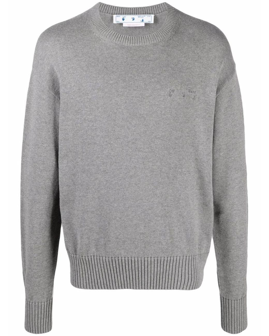 Off-White c/o Virgil Abloh Gray Logo Embroidered Knitted Jumper for men